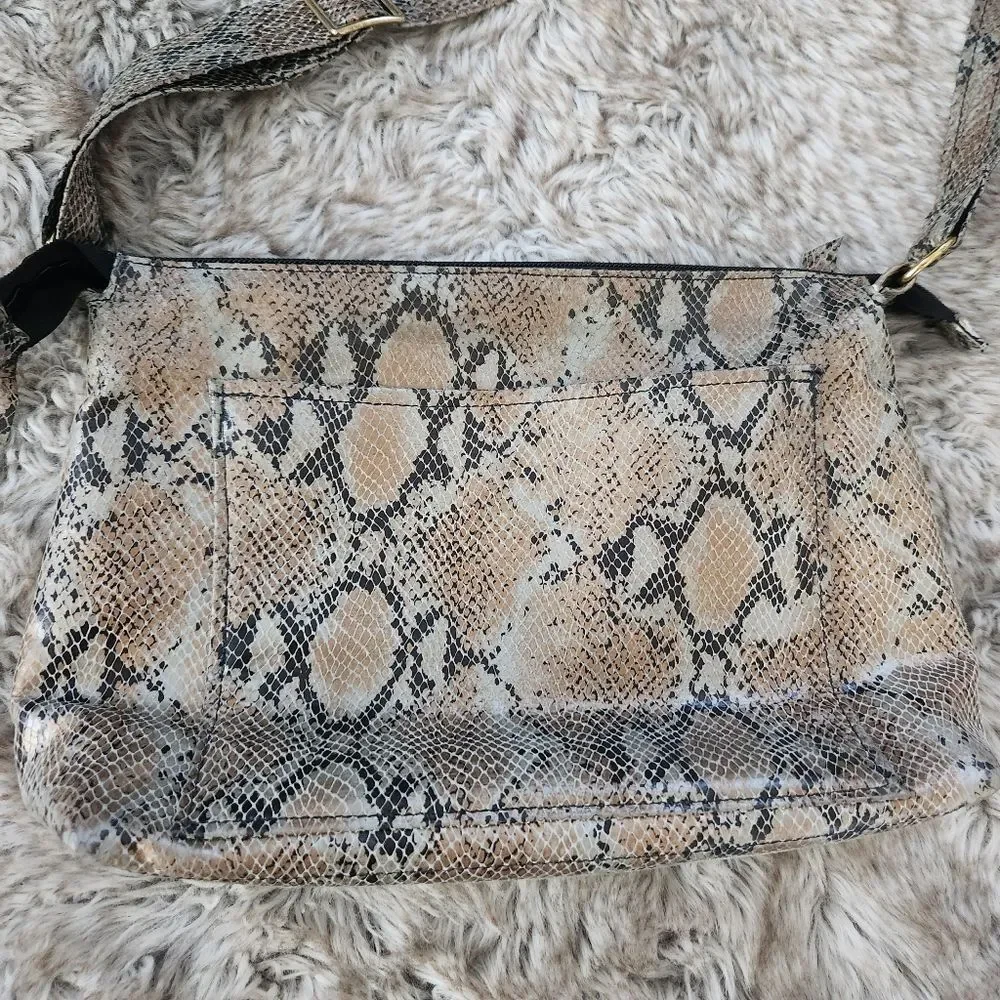 The House of Leather Handmade‎ Genuine Leather Crossbody Bag Metallic Snakeskin
